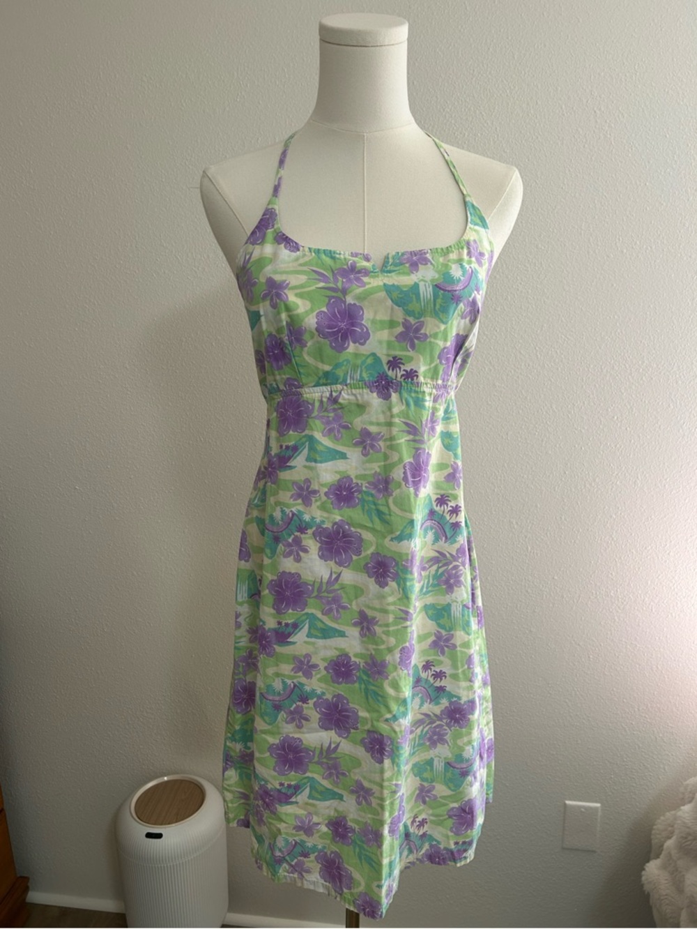 Purple  and Green Floral Women's Mini Dress